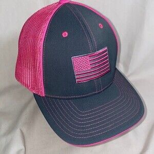 USA patriotic flag trucker hat L-XL 73/8-8 pro model pink gray pacific